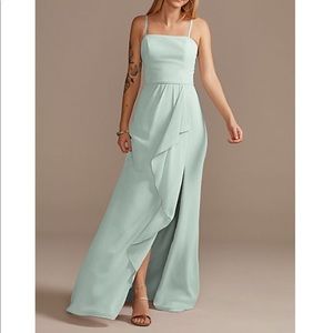 Disty sage bridesmaid dress